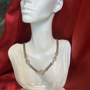 David Yurman Style 14K Gold Sterling Silver Link Chain Twisted Cable Necklace